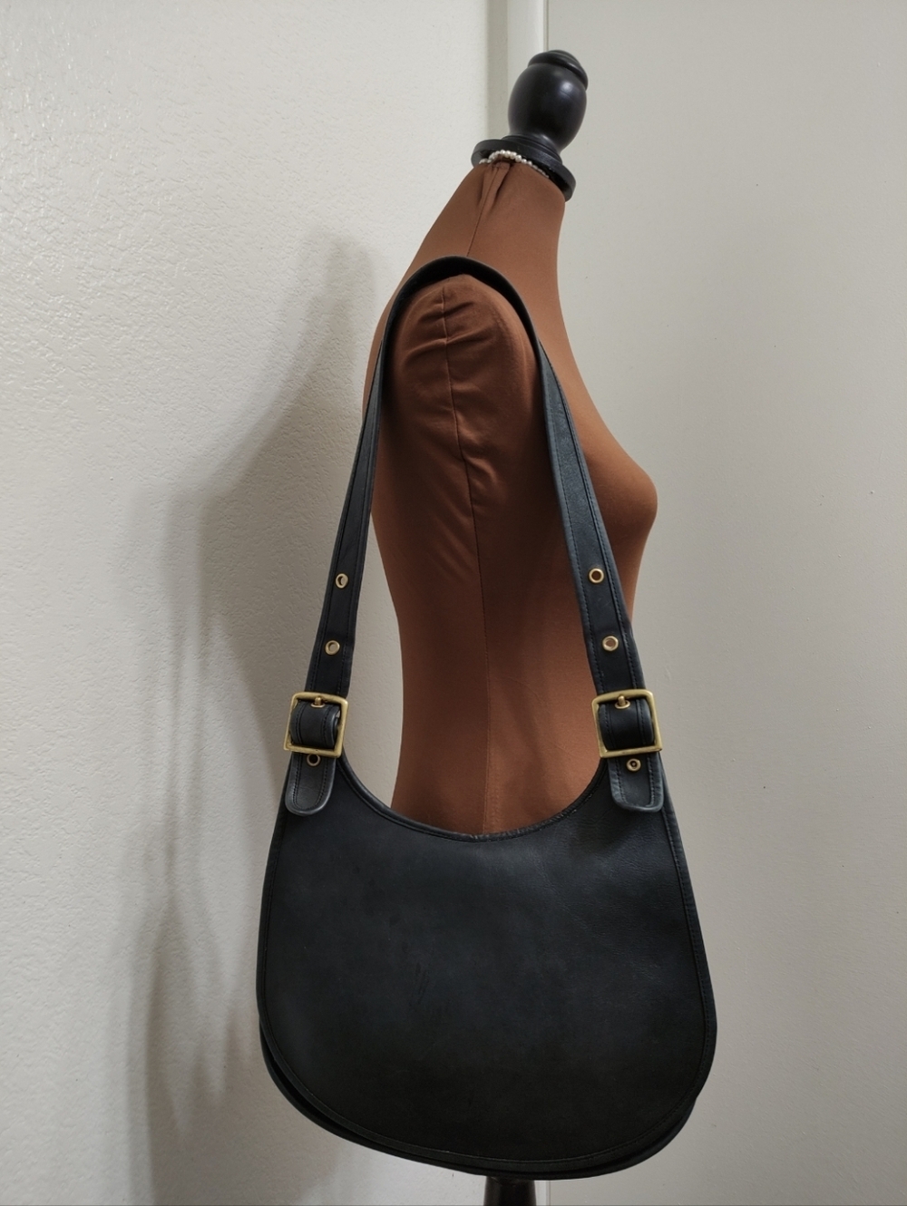 Vintage Coach 9210 Saddle Bag Large Navy Blue - Picture 9 of 16